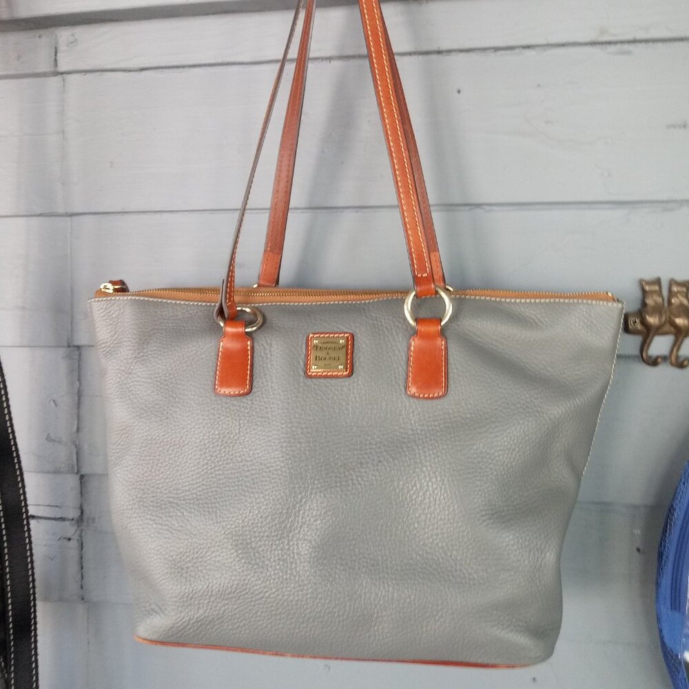 Dooney & Bourke - Tammy  Grain Leather Tote Handbag Large Gray - Picture 6 of 7